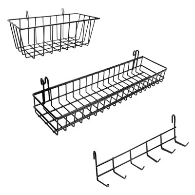 Conjunto de armazenamento de mesa com grade de arame